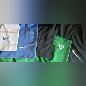 Nike Dri-Fit Adidas Polo shirts M various logos blue grey green bundle lot of 5